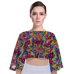 Colorful-12 Tie Back Butterfly Sleeve Chiffon Top