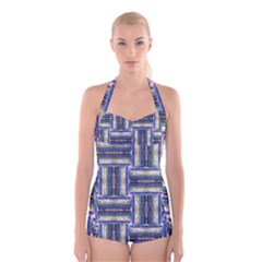 Square-2 Boyleg Halter Swimsuit  by ArtworkByPatrick