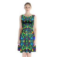 Colorful-13 Sleeveless Waist Tie Chiffon Dress by ArtworkByPatrick