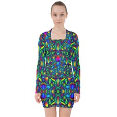 Colorful-13 V-neck Bodycon Long Sleeve Dress by ArtworkByPatrick