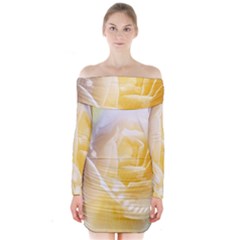 Beautiful Yellow Rose Long Sleeve Off Shoulder Dress by FantasyWorld7