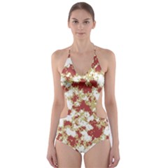 Abstract Textured Grunge Pattern Cut-out One Piece Swimsuit by dflcprints