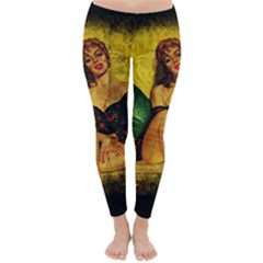 Pin Up Girl  Classic Winter Leggings by Valentinaart