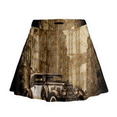 Vintage Old Car Mini Flare Skirt by Valentinaart