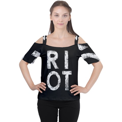 Riot Cutout Shoulder Tee by Valentinaart