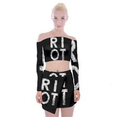 Riot Off Shoulder Top With Mini Skirt Set by Valentinaart