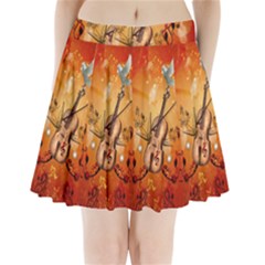 Violin With Violin Bow And Dove Pleated Mini Skirt by FantasyWorld7