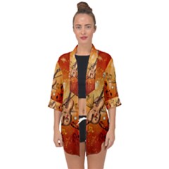 Violin With Violin Bow And Dove Open Front Chiffon Kimono by FantasyWorld7