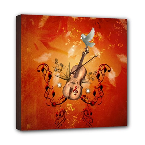 Violin With Violin Bow And Dove Mini Canvas 8  X 8  by FantasyWorld7