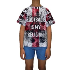 Football Is My Religion Kids  Short Sleeve Swimwear by Valentinaart