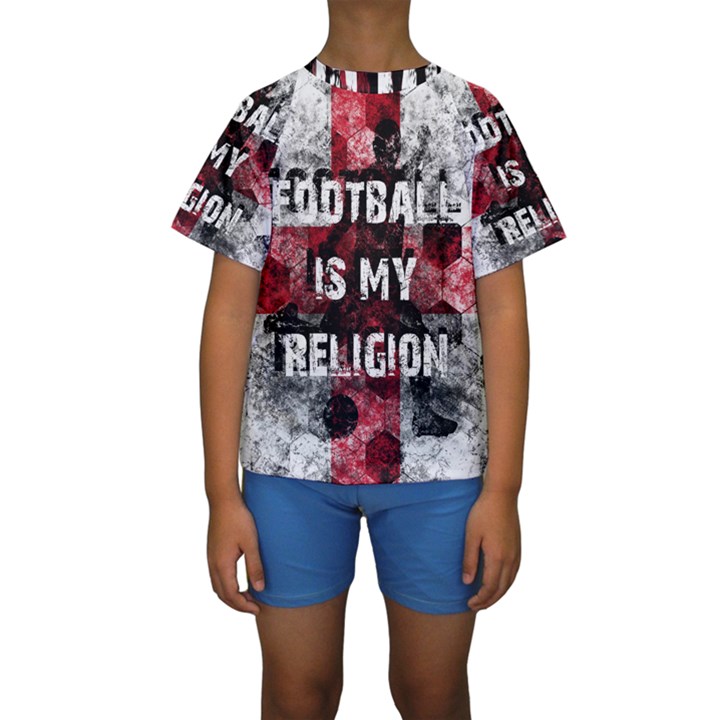 Football is my religion Kids  Short Sleeve Swimwear