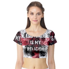 Football Is My Religion Short Sleeve Crop Top by Valentinaart