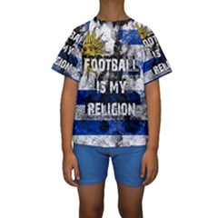 Football Is My Religion Kids  Short Sleeve Swimwear by Valentinaart