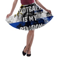 Football Is My Religion A-line Skater Skirt by Valentinaart