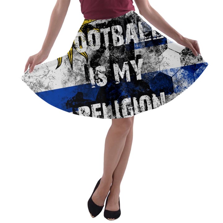 Football is my religion A-line Skater Skirt