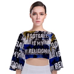 Football Is My Religion Tie Back Butterfly Sleeve Chiffon Top