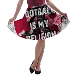 Football Is My Religion A-line Skater Skirt by Valentinaart