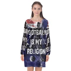 Football Is My Religion Long Sleeve Chiffon Shift Dress  by Valentinaart