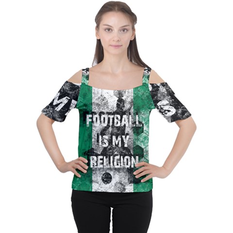 Football Is My Religion Cutout Shoulder Tee by Valentinaart