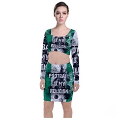 Football Is My Religion Long Sleeve Crop Top & Bodycon Skirt Set by Valentinaart