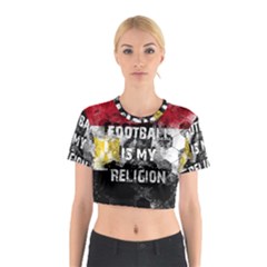 Football Is My Religion Cotton Crop Top by Valentinaart