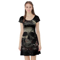 Skull Short Sleeve Skater Dress by Valentinaart