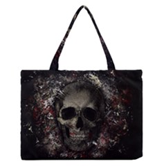 Skull Zipper Medium Tote Bag by Valentinaart