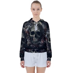 Skull Women s Tie Up Sweat by Valentinaart