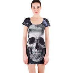 Skull Short Sleeve Bodycon Dress by Valentinaart