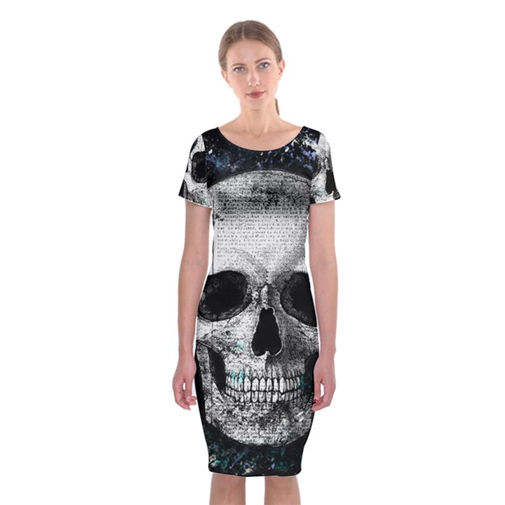 Skull Classic Short Sleeve Midi Dress