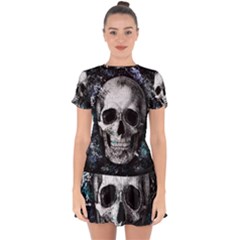 Skull Drop Hem Mini Chiffon Dress by Valentinaart