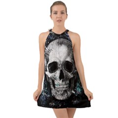 Skull Halter Tie Back Chiffon Dress by Valentinaart