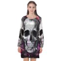 Skull Long Sleeve Chiffon Shift Dress  View1