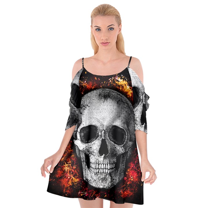 Skull Cutout Spaghetti Strap Chiffon Dress