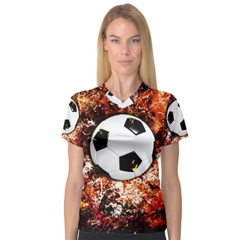 Football  V-neck Sport Mesh Tee by Valentinaart