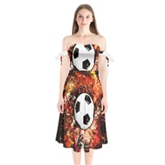 Football  Shoulder Tie Bardot Midi Dress