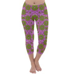 Paradise Flowers In Bohemic Floral Style Capri Winter Leggings  by pepitasart