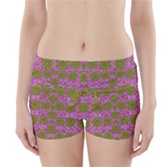 Paradise Flowers In Bohemic Floral Style Boyleg Bikini Wrap Bottoms