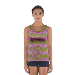 Paradise Flowers In Bohemic Floral Style Sport Tank Top  by pepitasart