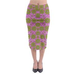 Paradise Flowers In Bohemic Floral Style Midi Pencil Skirt