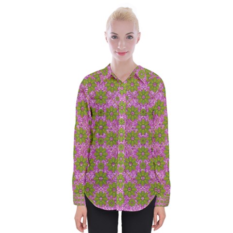 Paradise Flowers In Bohemic Floral Style Womens Long Sleeve Shirt by pepitasart