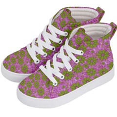 Paradise Flowers In Bohemic Floral Style Kid s Hi-top Skate Sneakers by pepitasart