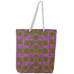 Paradise Flowers In Bohemic Floral Style Full Print Rope Handle Tote (large) by pepitasart