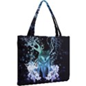 Amazing Wolf With Flowers, Blue Colors Mini Tote Bag View2