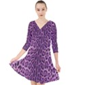 Pink Leopard print Quarter Sleeve Front Wrap Dress View1