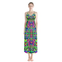 Colorful-15 Button Up Chiffon Maxi Dress