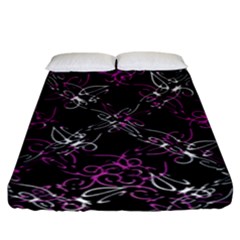 Dark Intersecting Lace Pattern Fitted Sheet (king Size) by dflcprints