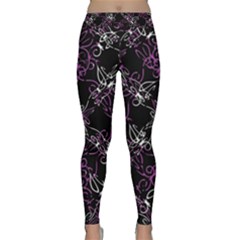 Dark Intersecting Lace Pattern Classic Yoga Leggings by dflcprints