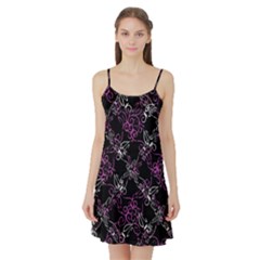 Dark Intersecting Lace Pattern Satin Night Slip by dflcprints