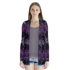 Dark Intersecting Lace Pattern Drape Collar Cardigan by dflcprints